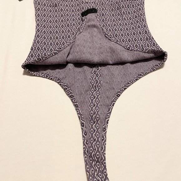 Zara Lilac Geometric Print Open Back Bodysuit Size XS - Picture 9 of 16